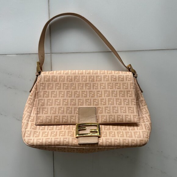 Fendi Zucca Mama Baguette Shoulder Bag in Pink/Beige - Picture 1 of 7